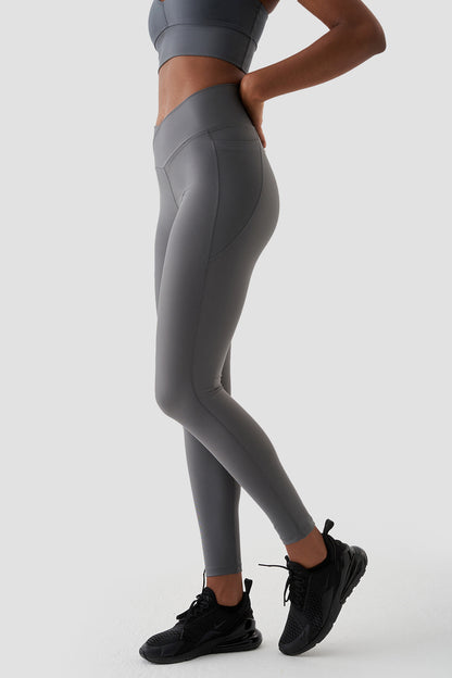Adele V Belt Sports Leggings. Grey