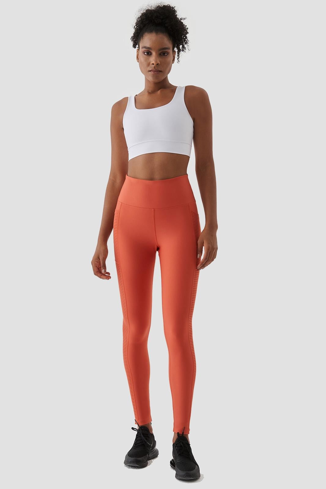 Mesh Pocket Detailed Leggings in Orange