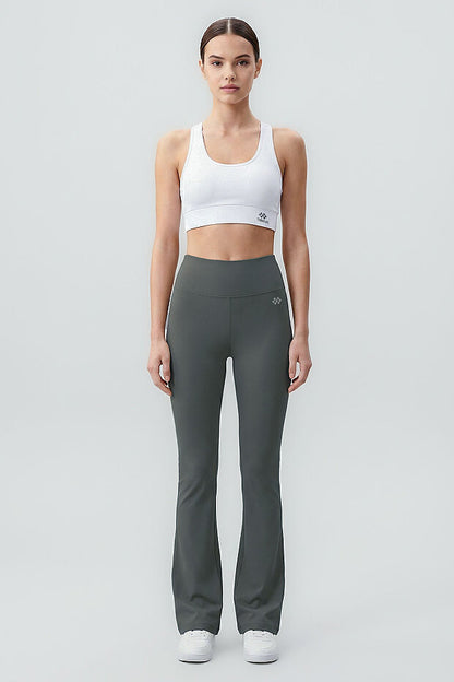 Green  Flexible High Waist Sports Performance Flare Leg Leggings