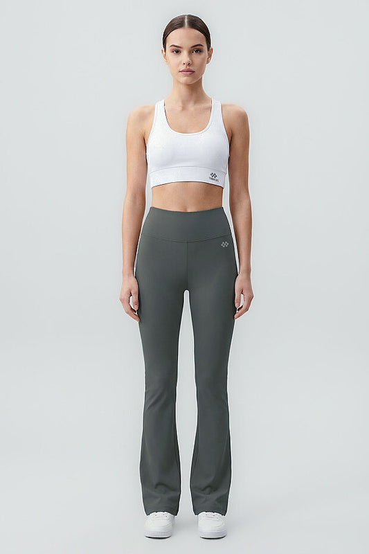 Green  Flexible High Waist Sports Performance Flare Leg Leggings