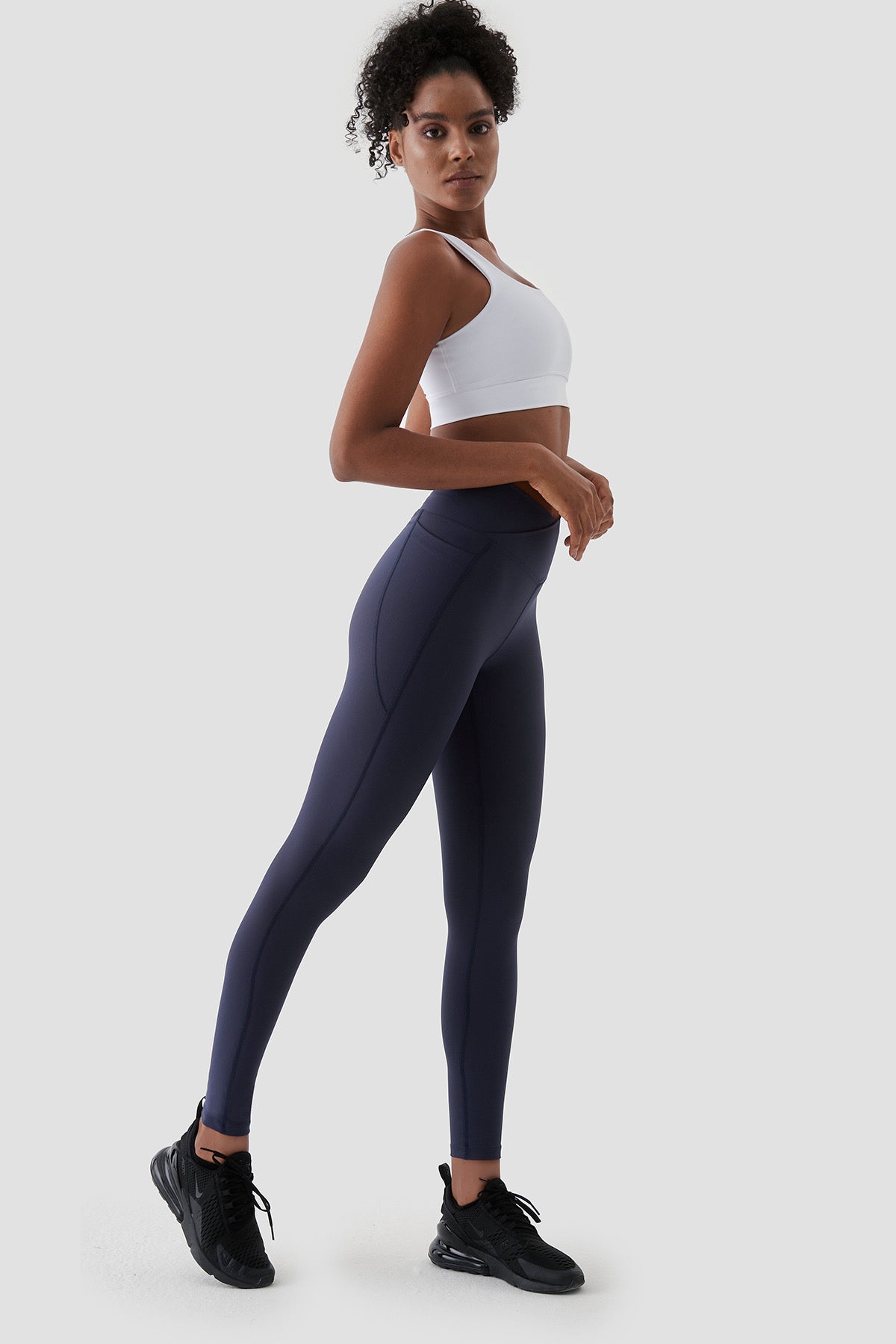 Adele V Belt Sports Leggings. Navy
