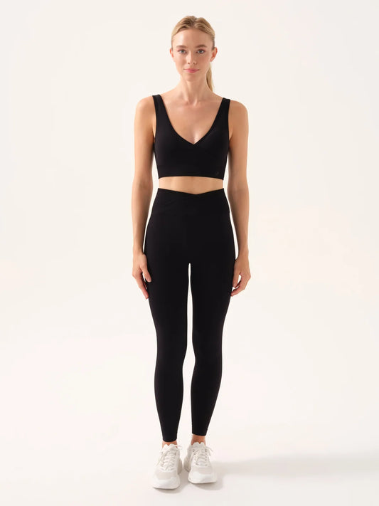 Motion Cross Waist Leggings / Black