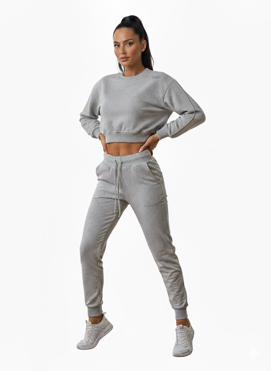 Grey Cropped Top Tracksuit