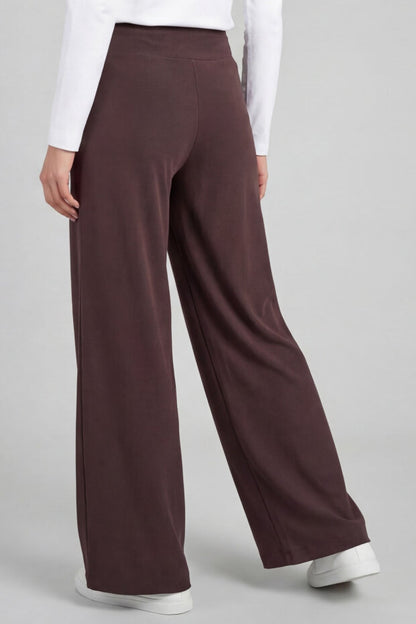 Black Soft Textured Wide Leg Women's Trouser