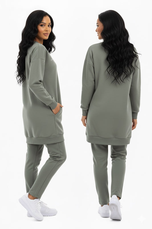 Olive Green Long Top Tracksuit