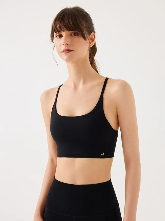 Pine Adjustable Thin Strap Bra/ Black