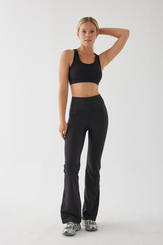 Carmen Flare Pocket Black Sports Pants