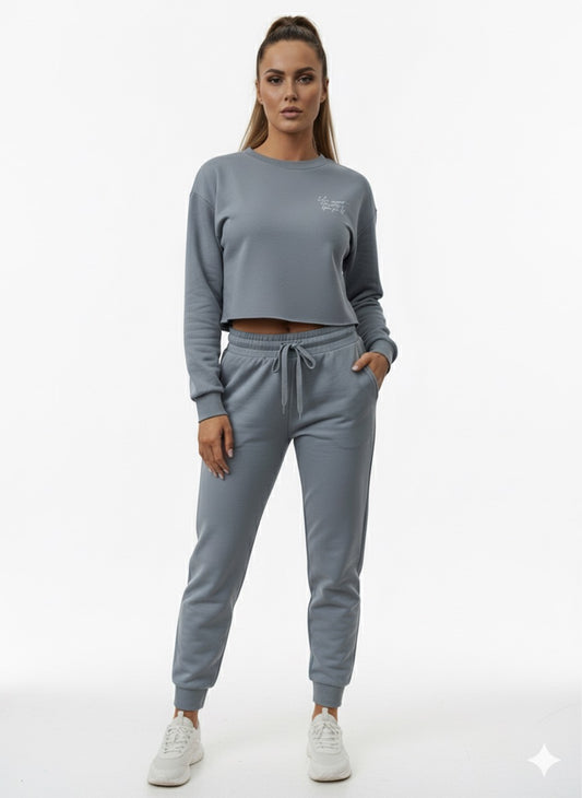 Cropped Top Blue Tracksuit