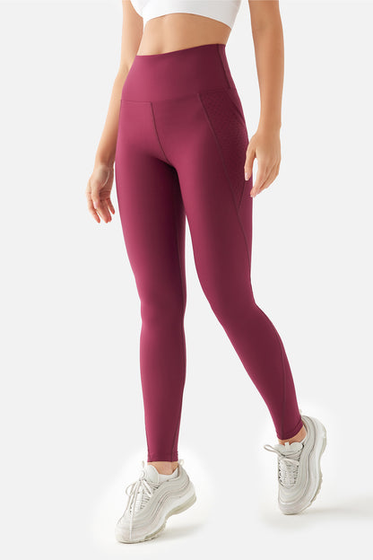 PEGGY MESH POCKET SPORTS TIGHTS MAROON