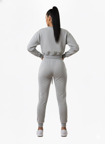 Grey Cropped Top Tracksuit