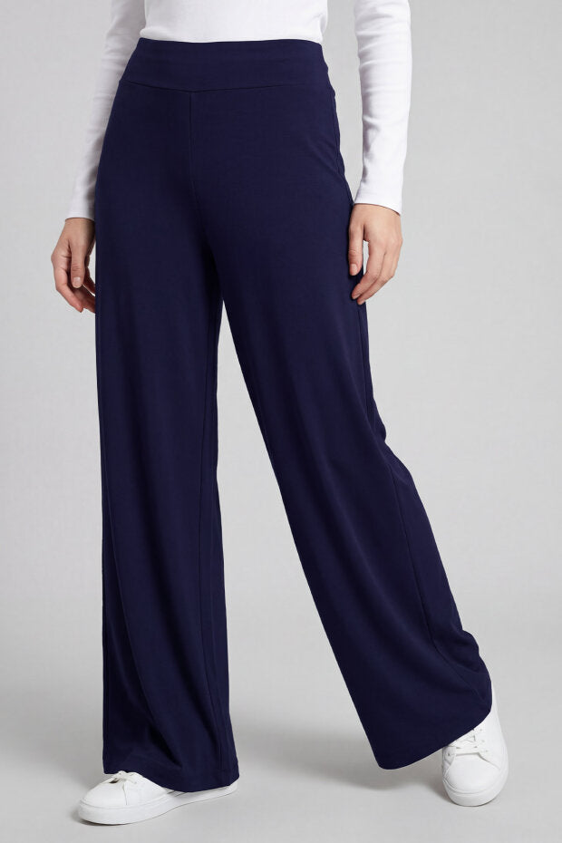 Dark Purple Soft Textured Wide Leg Women'sTrouser