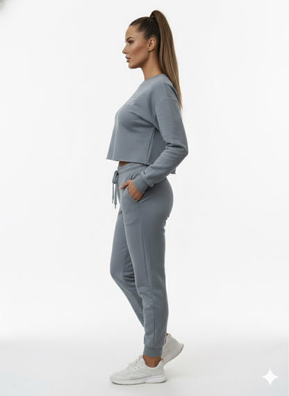Cropped Top Blue Tracksuit