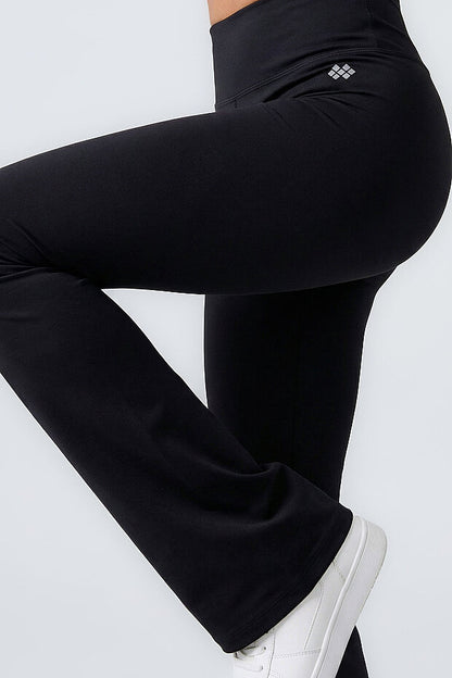Black Flexible High Waist Sports Performance Flare Leg Leggings