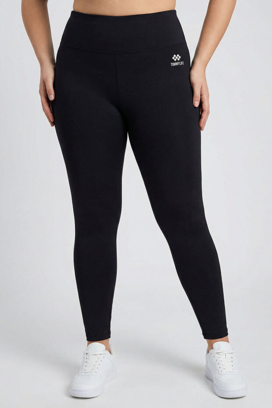 Plus-Size Dark Black High-Waisted Shaping Leggings