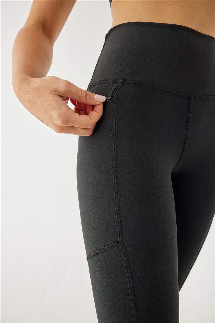 MAYA ZIPPER POCKET SPORTS TIGHTS BLACK