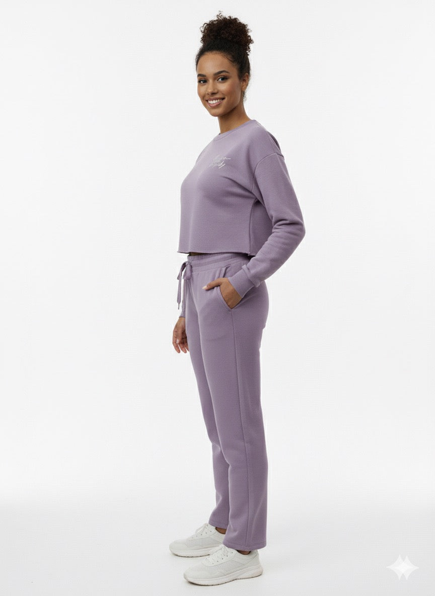 Cropped Top Purple Tracksuit