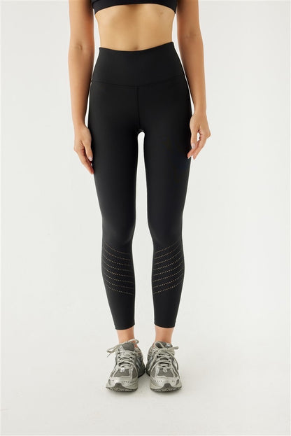 DAISY LASER-CUT SPORTS TIGHTS BLACK