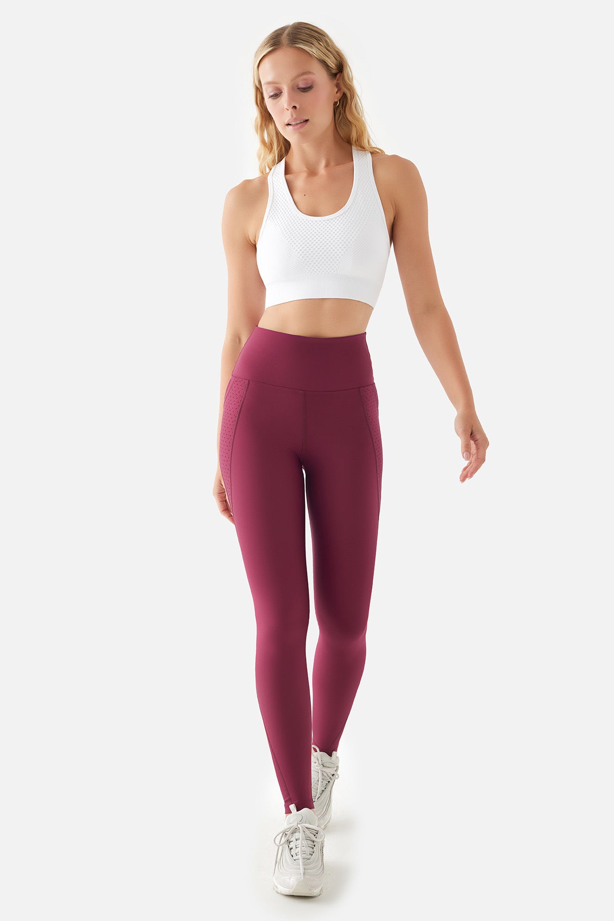 PEGGY MESH POCKET SPORTS TIGHTS MAROON