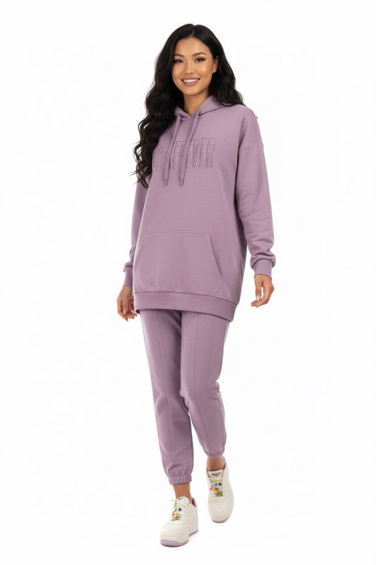 Long Hooded Top Purple Tracksuit