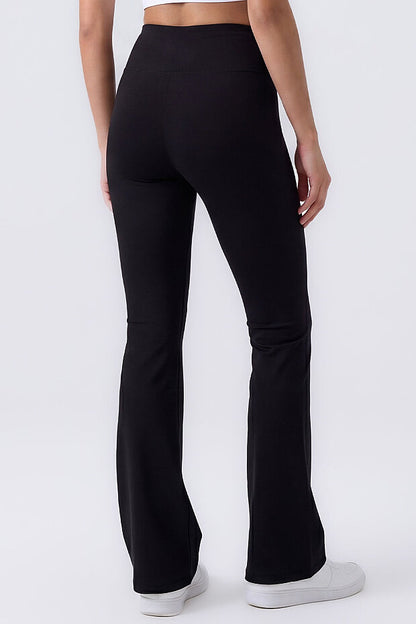 Black Flexible High Waist Sports Performance Flare Leg Leggings