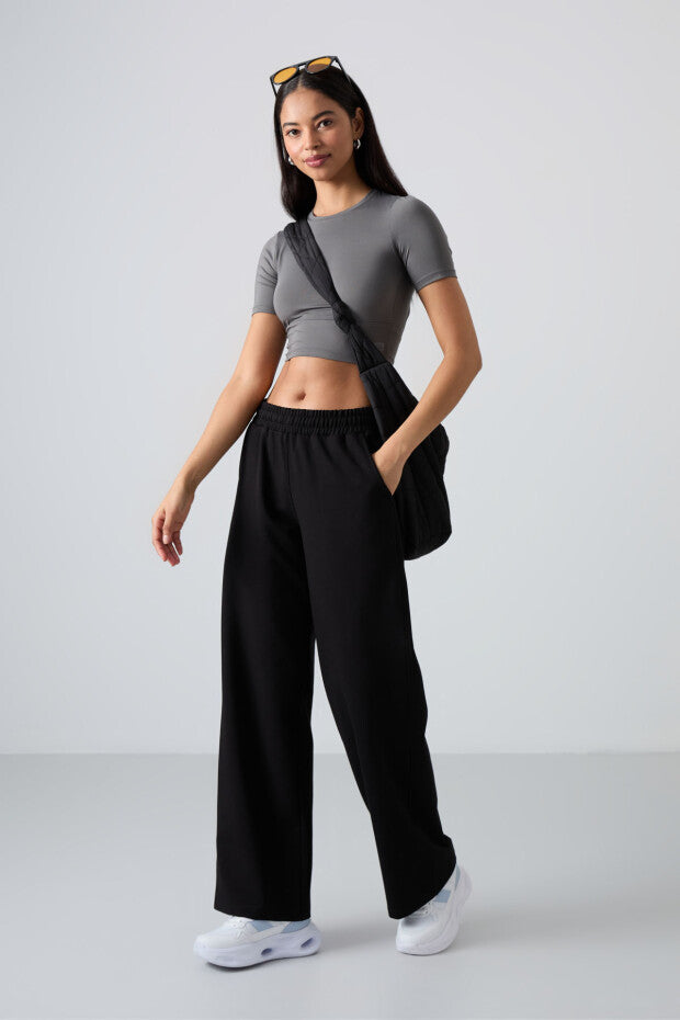 Regular Leg Black Women's Tracksuit Bottom