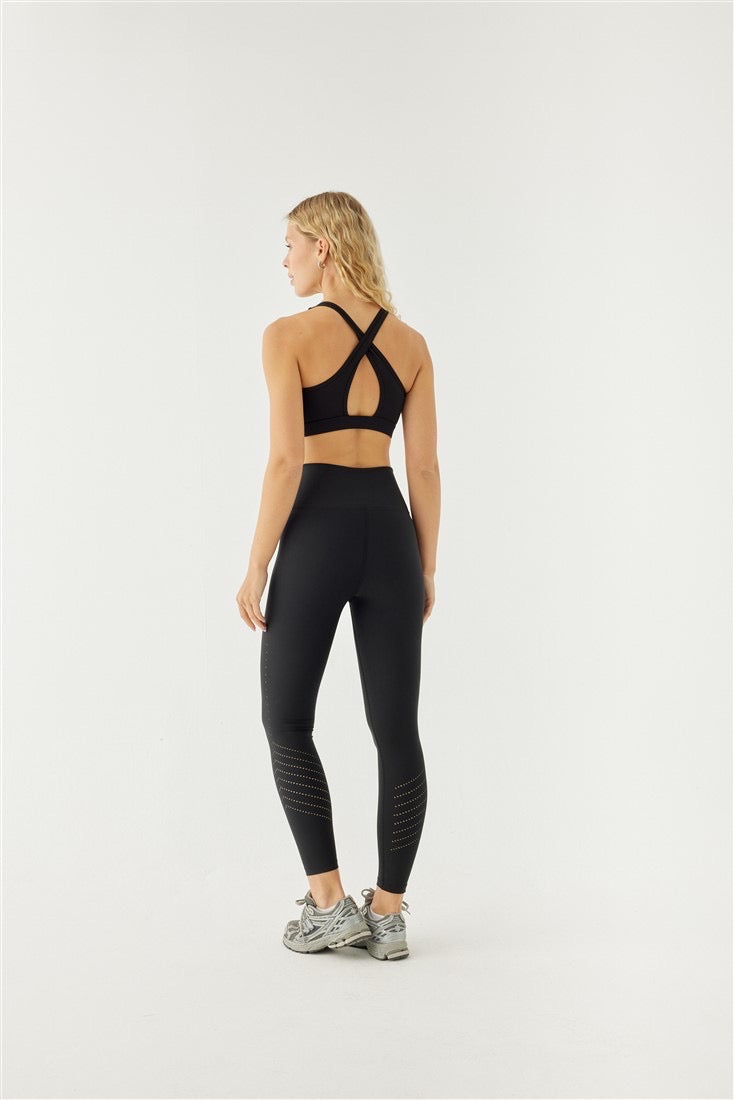 DAISY LASER-CUT SPORTS TIGHTS BLACK