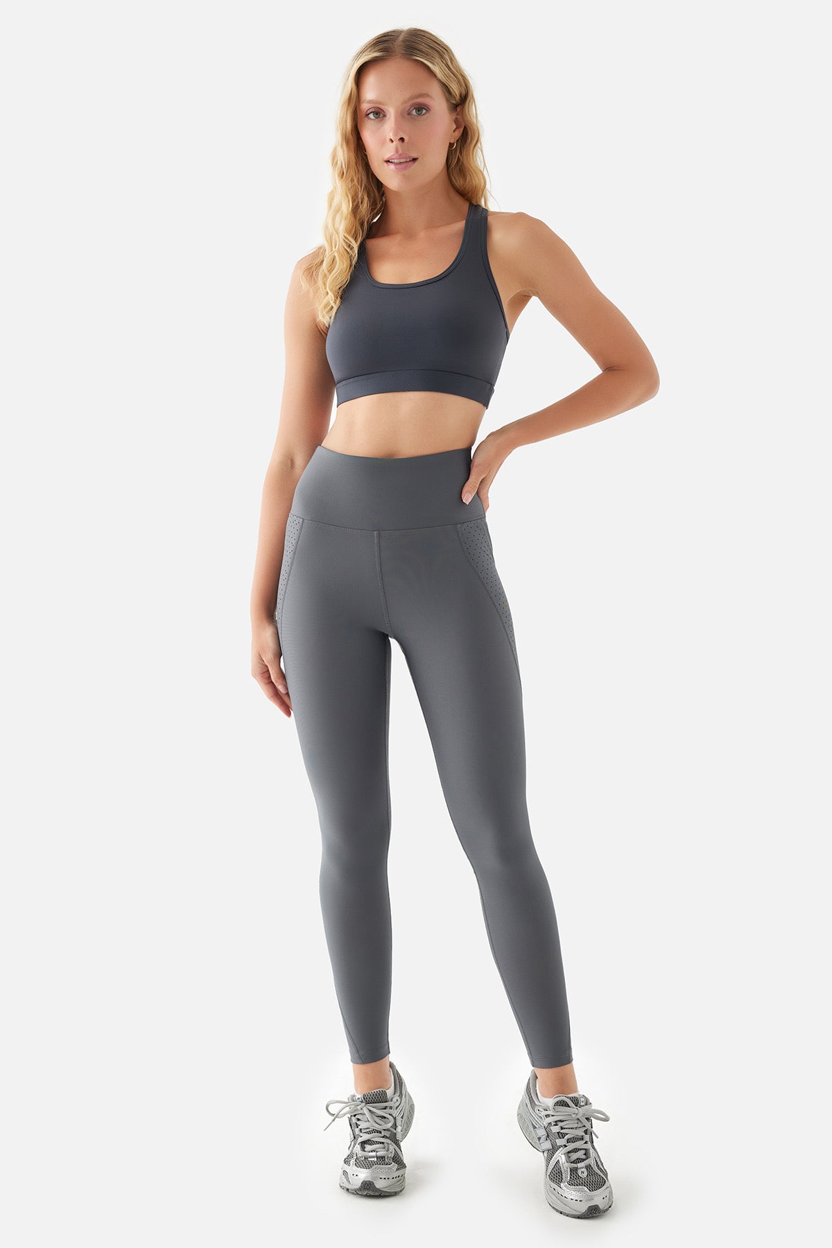 PEGGY MESH POCKET SPORTS TIGHTS D.GREY