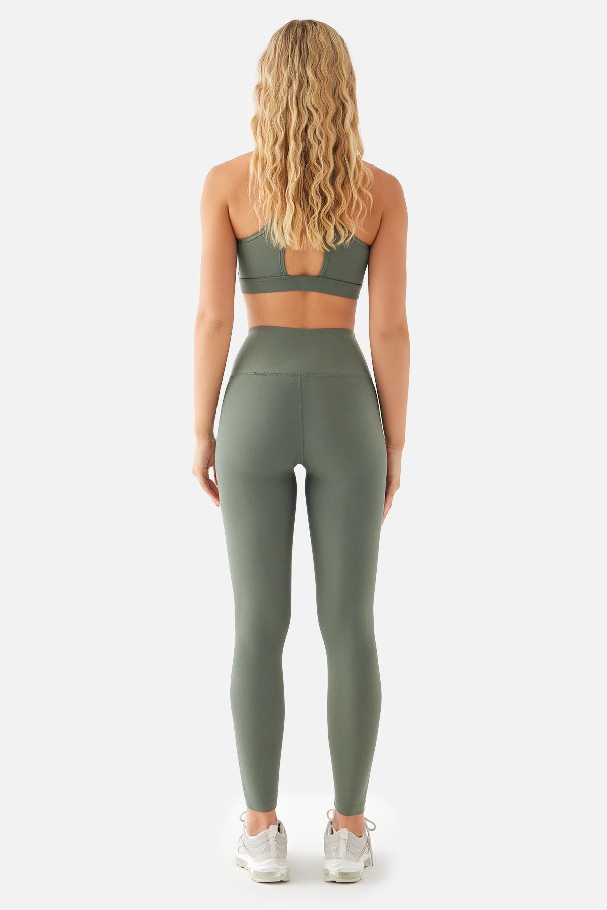 ANNA SOFT BELT POCKET SPORTS LEGGINGS KHAKI