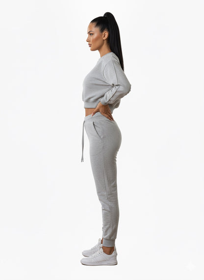 Grey Cropped Top Tracksuit