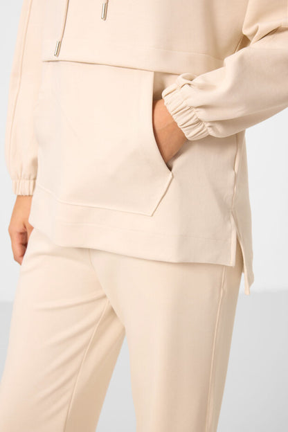 Beige Soft Textured Hooded Oversize Women's Tracksuit