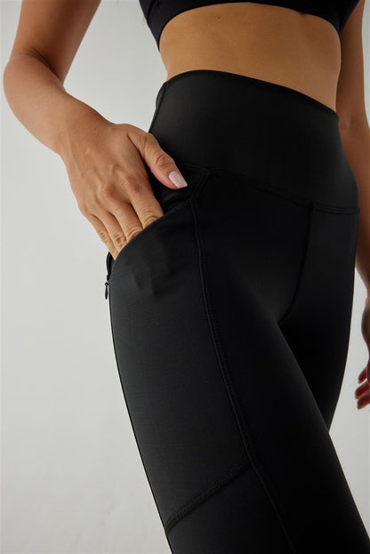 MAYA ZIPPER POCKET SPORTS TIGHTS BLACK