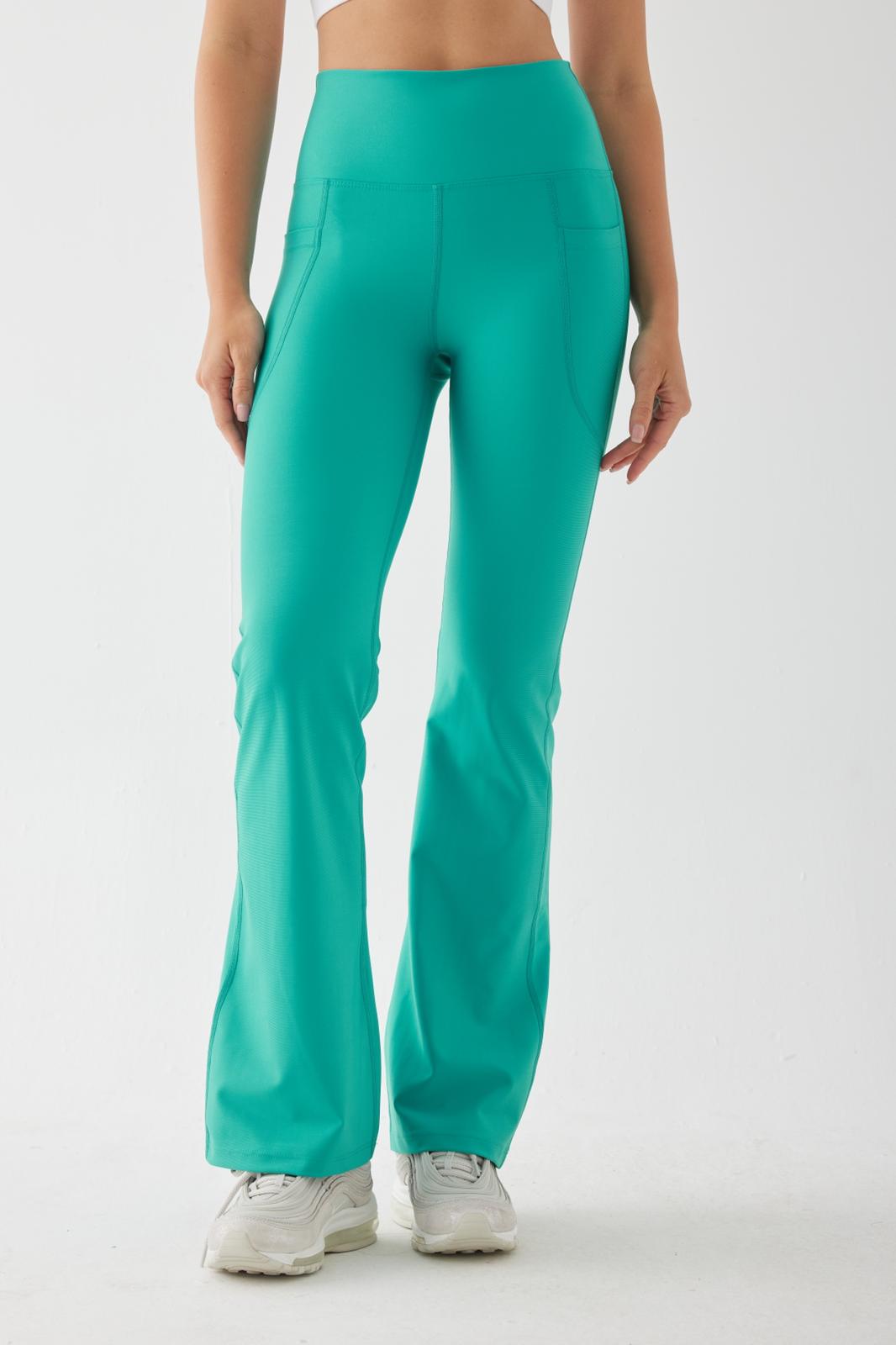 CARMEN FLARE POCKET SPORTS YOGA PANTS TURQUOISE