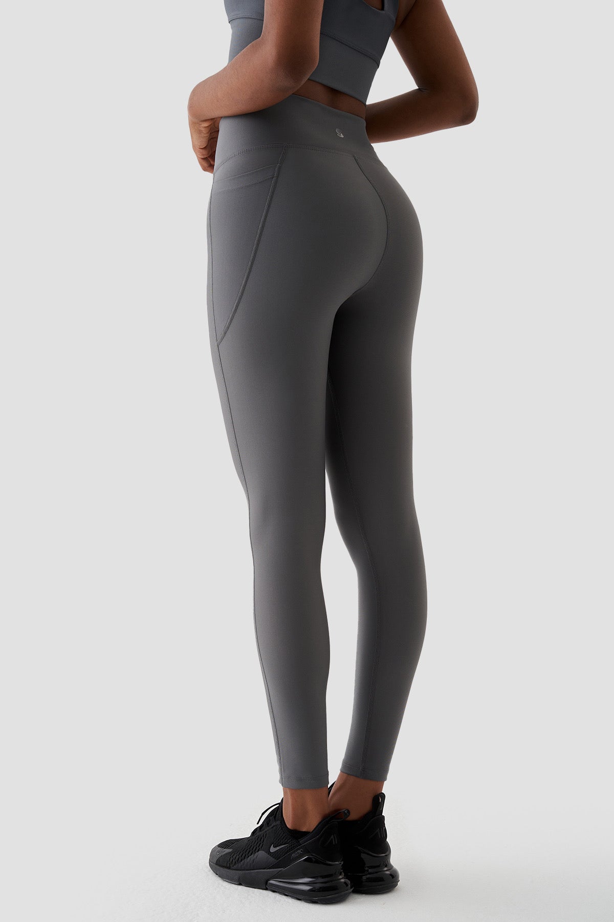Adele V Belt Sports Leggings. Grey