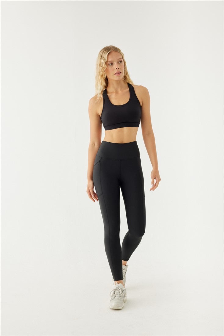 MAYA ZIPPER POCKET SPORTS TIGHTS BLACK