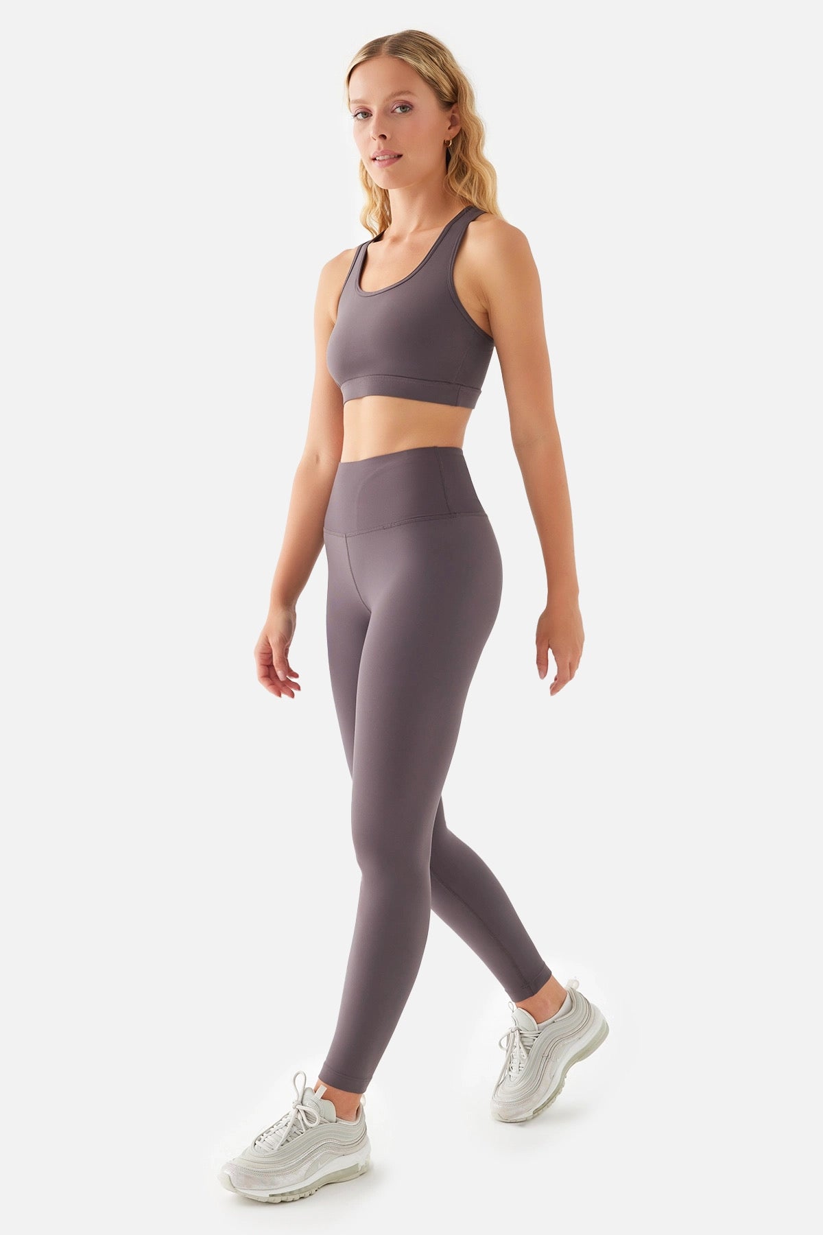 ANNA SOFT BELT POCKET SPORTS LEGGINGS L.PURPLE