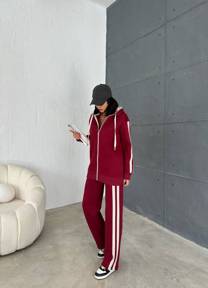 Maroon Zipper Tracksuit