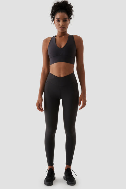 Adele V Belt Sports Leggings / Black