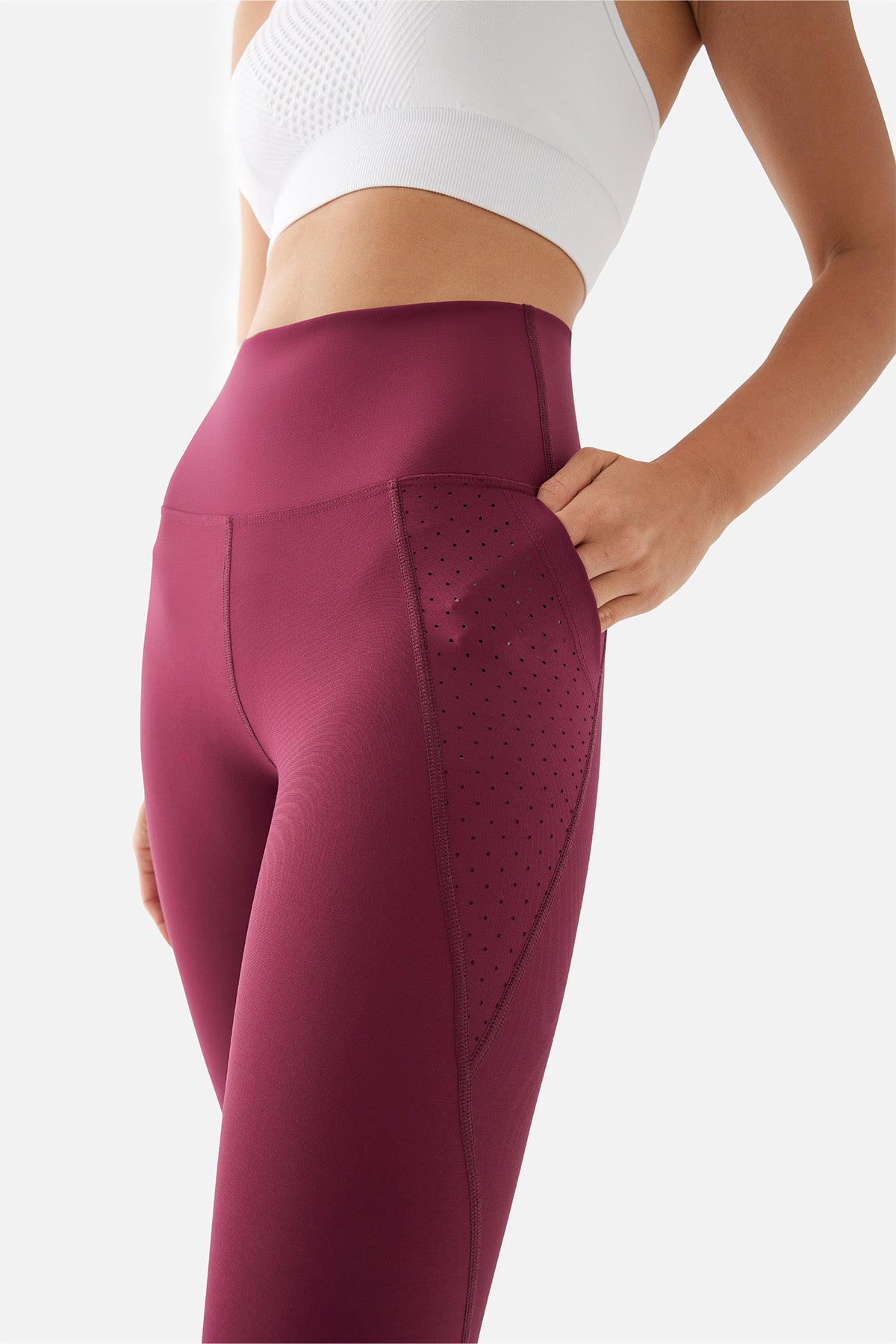 PEGGY MESH POCKET SPORTS TIGHTS MAROON