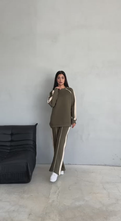 Oversized Crew Neck Green Tracksuit