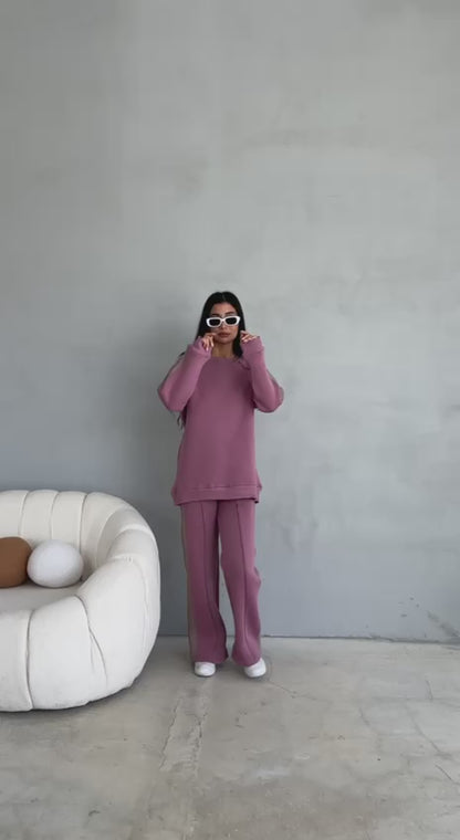 Oversized Crew Neck Rose Tracksuit