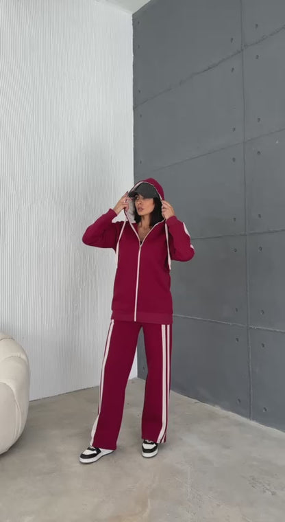 Maroon Zipper Tracksuit